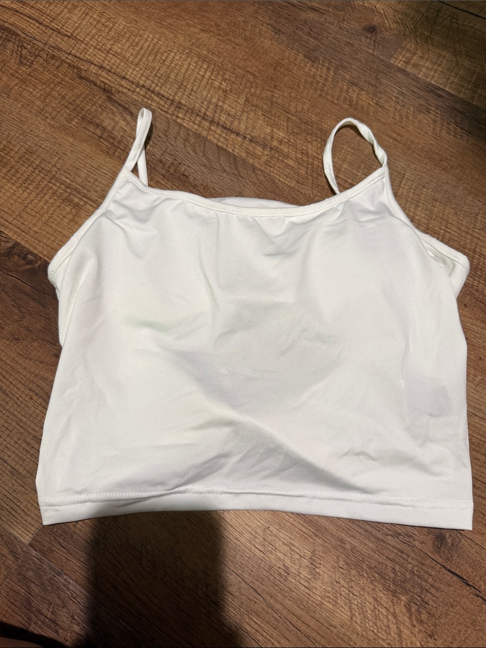 White Spaghetti Strap Crop Tank Top - Women